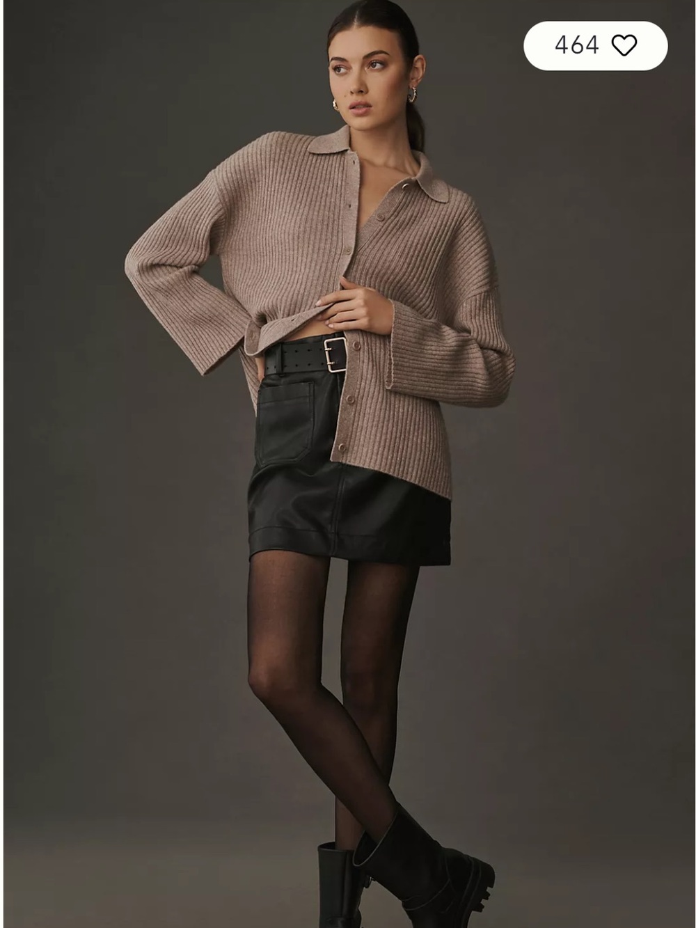 Reformation Fantino Cashmere Collared Cardigan in Oatmeal - XS